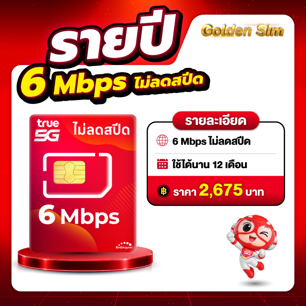 TRUE ซิมทรู ซิมเทพรายปี 15 Mbps เน็ตแรงเร็วสูงสุด 100 GB โทรฟรีทุกเครือข่าย wifi ไม่อั้น เน็ตไม่อั้น โปรรายปี