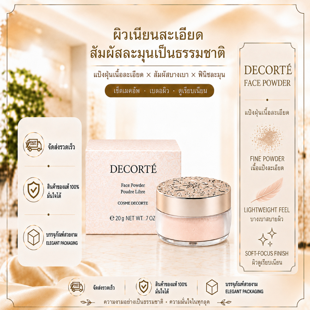 [พร้อมส่ง] [แท้] Decorte AQ Loose Powder 20g แป้งฝุ่นเนื้อละเอียด ติดทน คุมมัน เบลอผิว ฉ่ำแสง สินค้าใหม่ 100%