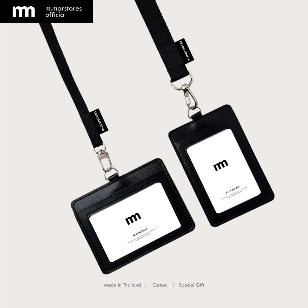 𝐋𝐄𝐀𝐓𝐇𝐄𝐑 𝐂𝐀𝐑𝐃 + 𝐒𝐓𝐑𝐀𝐏 𝟗𝟎 𝐜𝐦. [มีบริการ SCREEN ชื่อ] ที่ใส่บัตรแบบหนัง + สายสามารถใส่บัตรได้หน้าหลัง ม