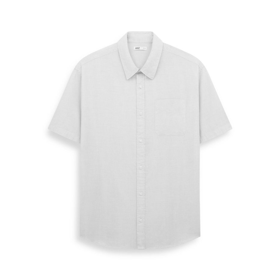 AIIZ เสื้อเชิ้ตผู้ชายแขนสั้น สีพื้น AIIZ Men's Short Sleeve Shirt รูปที่ 3