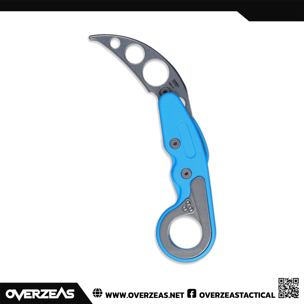 มีดพับคาร้มบิทสำหรับซ้อม CRKT Provoke Trainer Blue Grivory Kinematic Morphing Karambit (420J2 2.4" Stonewash),4041T