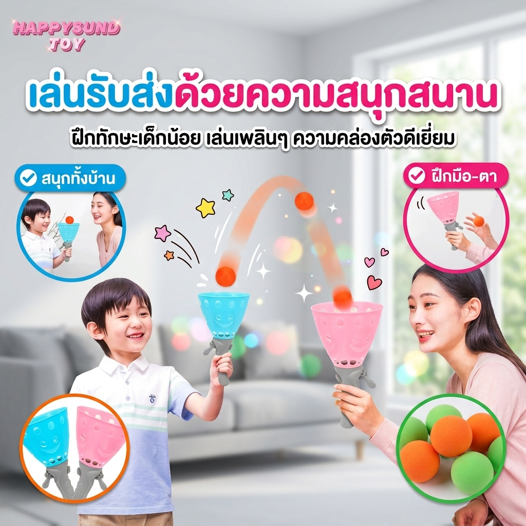ของเล่นเด็ก ลูกบอลหนังสติ๊กคู่ เด็ก โต้ตอบ กีฬากลางแจ้งโยน และจับลูกบอล ของขวัญวันเกิด