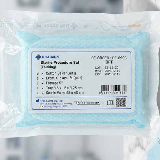THAI GAUZE Flushing Set DFF Sterile ชุดใส่สายสวนปัสสาวะ ปลอดเชื้อ (1 แพ็ค 10 ชุด)