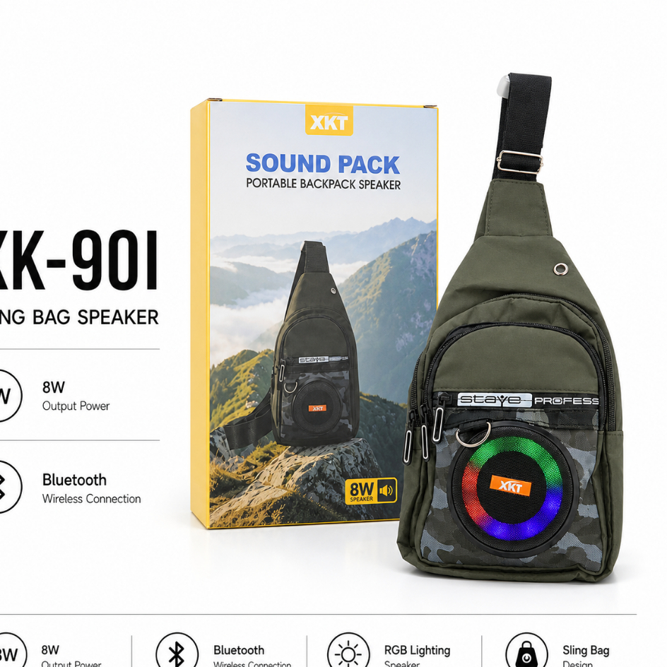 กระเป๋าสะพายลำโพง กันฝน Bluetooth RGB รุ่น A113 เสียงดัง เบสแน่น รองรับ USB/TF Card Bluetooth speaker