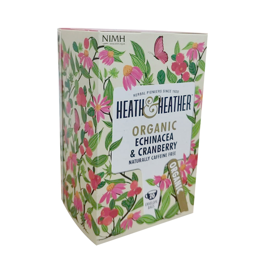 HEATH & HEATHER l Organic Echinacea & Cranberry Herbal Tea 20tbags (Exp-2027/08) l Symbiosis l Herb 