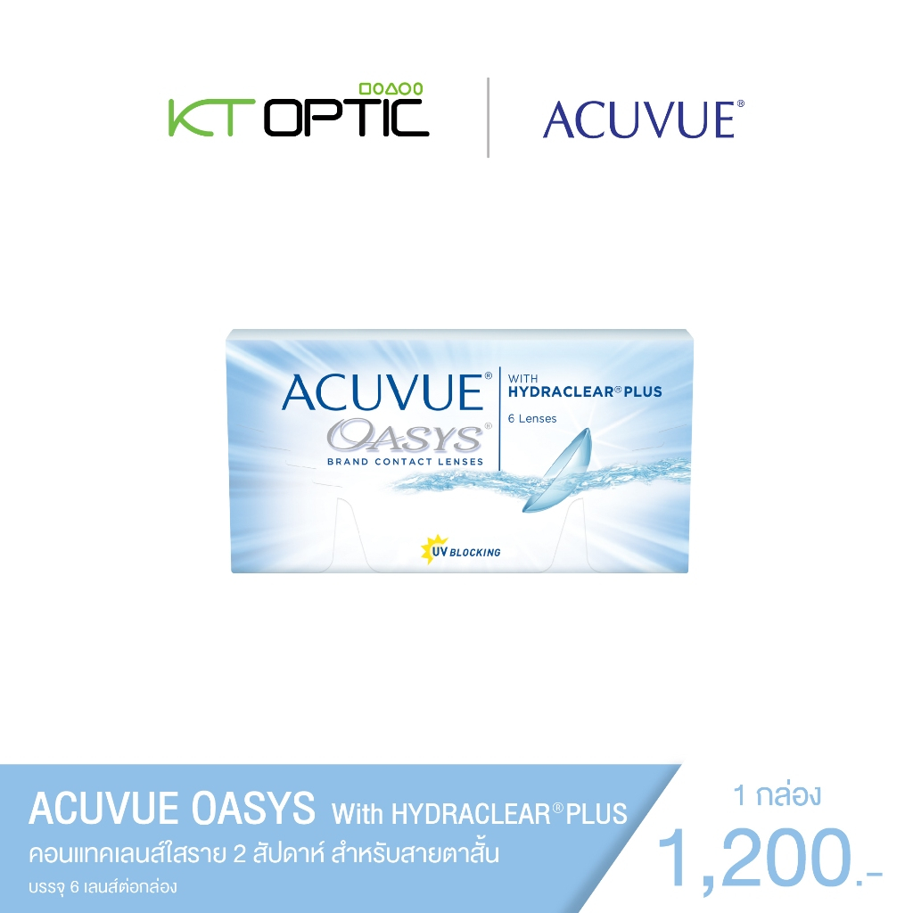 (โปรพิเศษ 9.9 ลดกระหน่ำ) ACUVUE OASYS WITH HYDRACLEAR PLUS คอนแทคเลนส์ใสราย 2 สัปดาห์ สำหรับสายตาสั้น