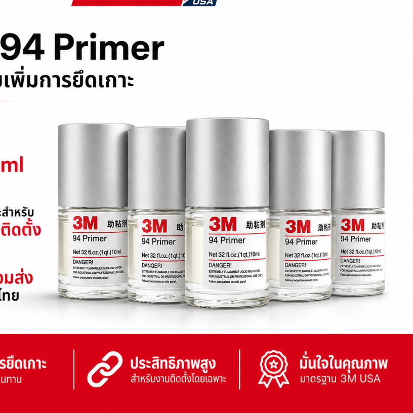 3M USA น้ำยาประสานกาว 2 หน้า ขนาด 10ml. ( ของแท้ ) ไพรเมอร์ 3M USA Primer 94 ขนาด 10 มิลลิลิตร