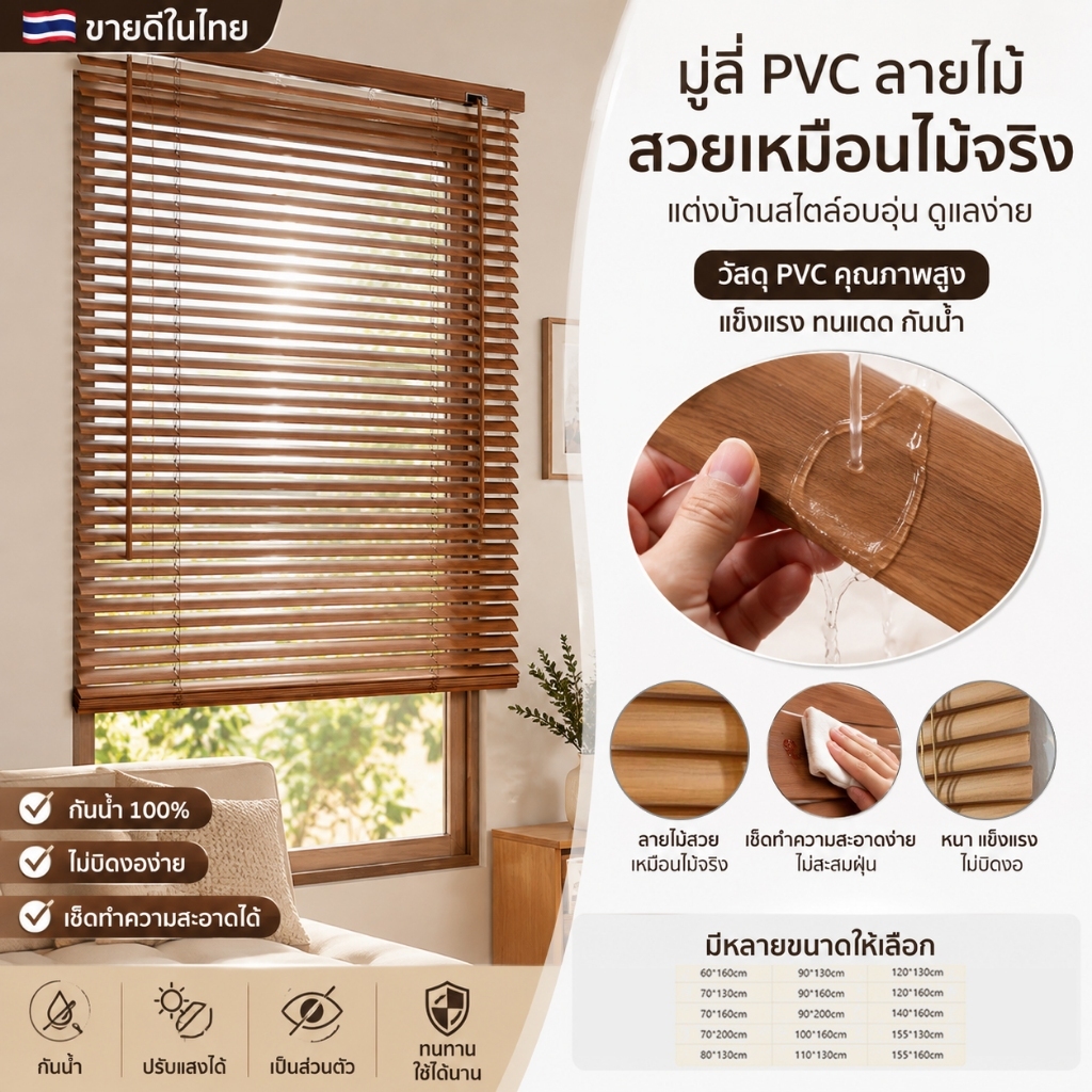 [🚚จัดส่งทั่วประเทศ] มู่ลี่หน้าต่าง PVC ม่านม้วนป้องกันรังสียูวี สําหรับตกแต่งบ้าน ม่านพับ ม่านบังแดด Blinds ติดตั้งง่