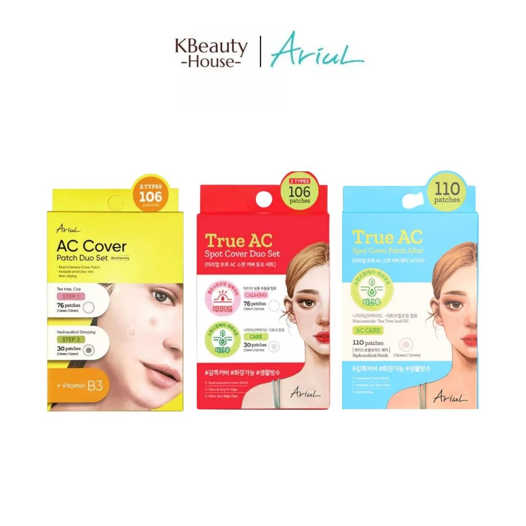 [แผ่นแปะสิว 3 สูตร] ARIUL AC Cover Patch Duo Set Brightening/Calming & Care