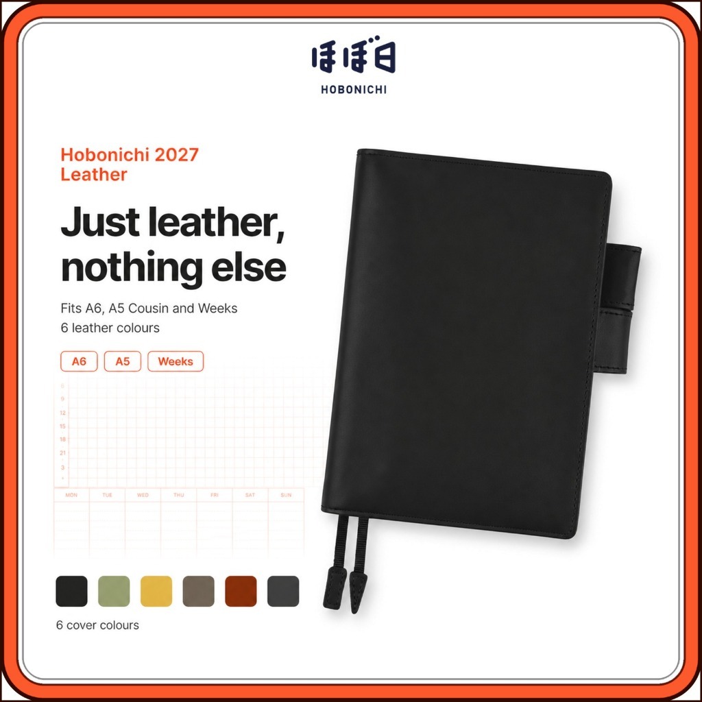 Hobonichi Techo 2027 Leather Planner Cover A6 Original A5 Cousin Weeks