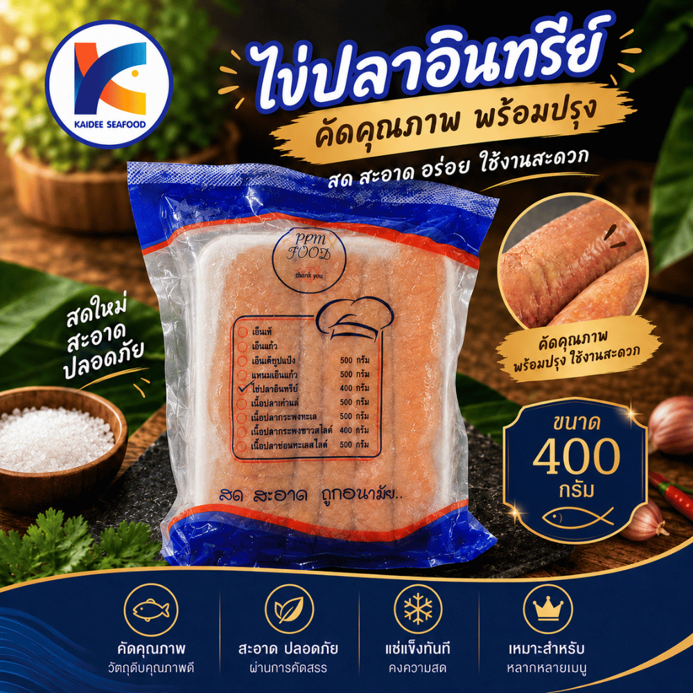 ไข่ปลาอินทรีย์สด 400กรัม พร้อมส่ง ไข่ปลา เหมาค่าส่ง ฟรีกล่องโฟม!! ทุกจังหวัดทั่วไทย