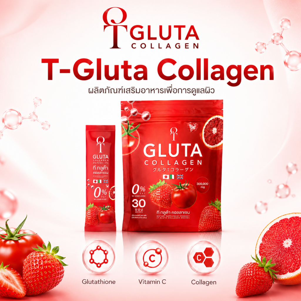 T-Gluta Collagen 300,000 mg กลูต้า คอลลาเจน บูสต์ผิว X10
