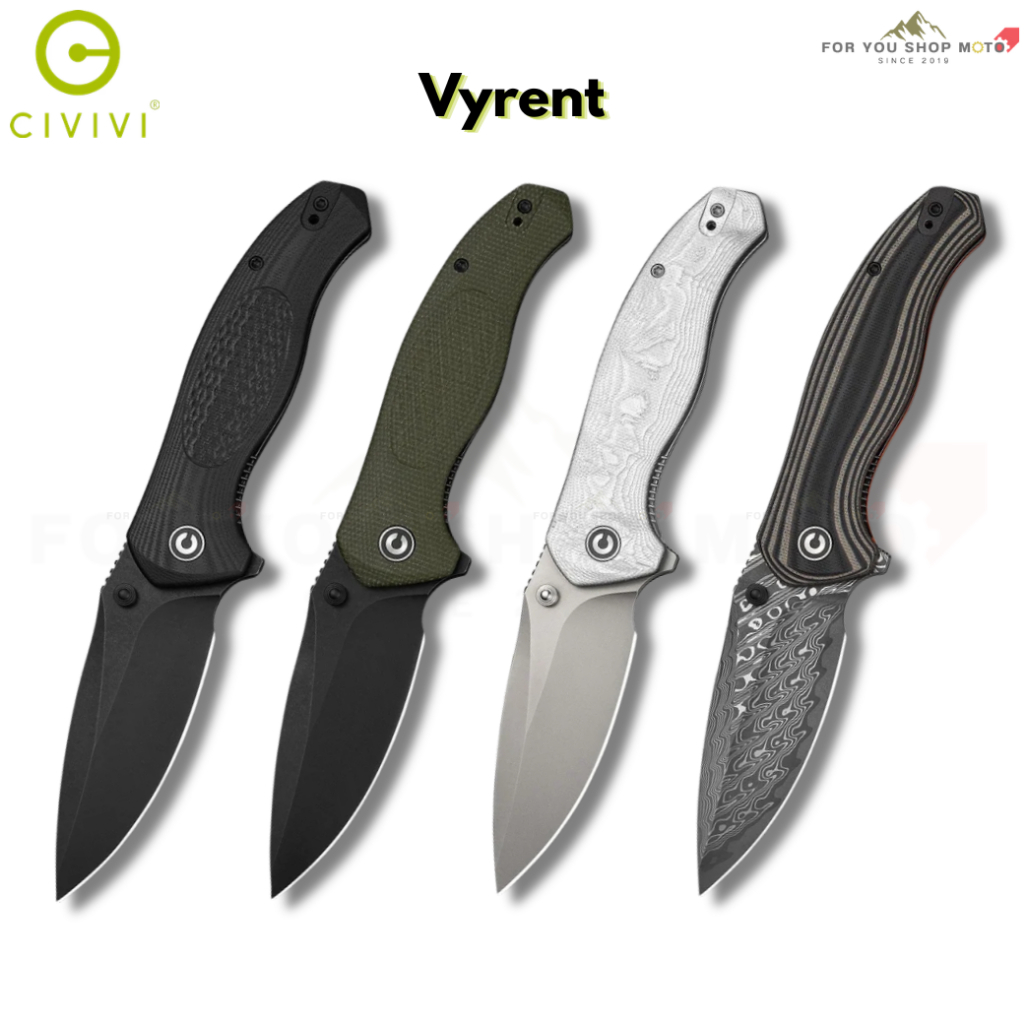 [New] มีดพับ CIVIVI Vyrent ใบมีด Nitro-X7 / Damascus 3.48 นิ้ว ด้าม G10 / Micarta รุ่นใหม่ Flipper & Thumb Stud C25037