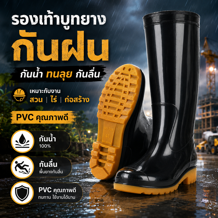39‑44 คุณภาพดี! เนื้อเนียน ทนทาน ป้องกันการรั่วซึม เหมาะงานสวน งานกลางแจ้ง ตัดหญ้า กรีดยาง