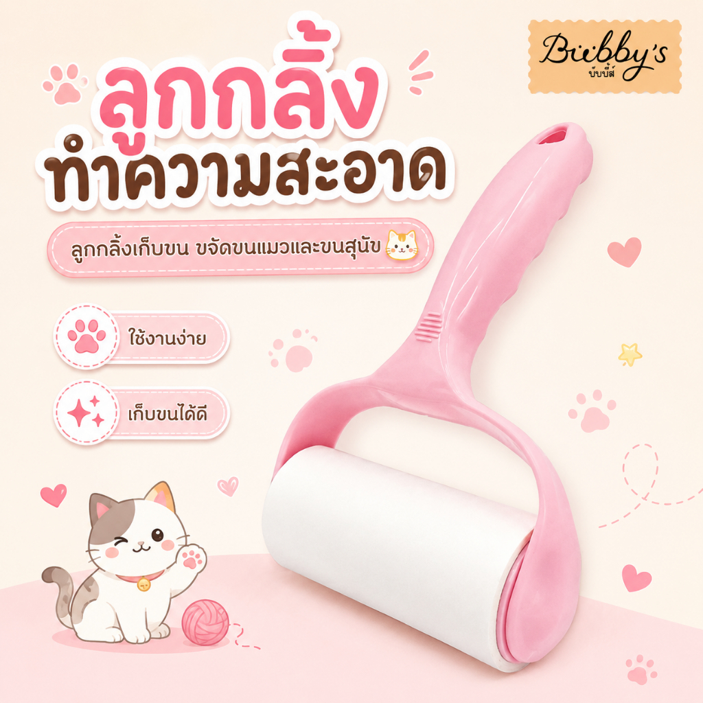 MG-040 Bubby's ลูกกลิ้งกำจัดขนสัตว์เลี้ยง ขนแมวและหมา ช่วยเก็บขนและฝุ่นให้สะอาดหมดจด! By Magic pet