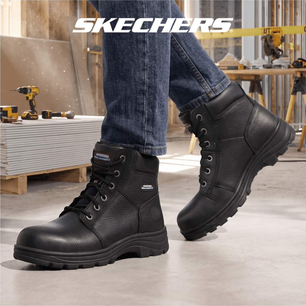 Skechers สเก็ตเชอร์ส รองเท้าเซฟตี้หัวเหล็กผู้ชาย Men Workshire Works Shoes - 77009-BLK (FF)