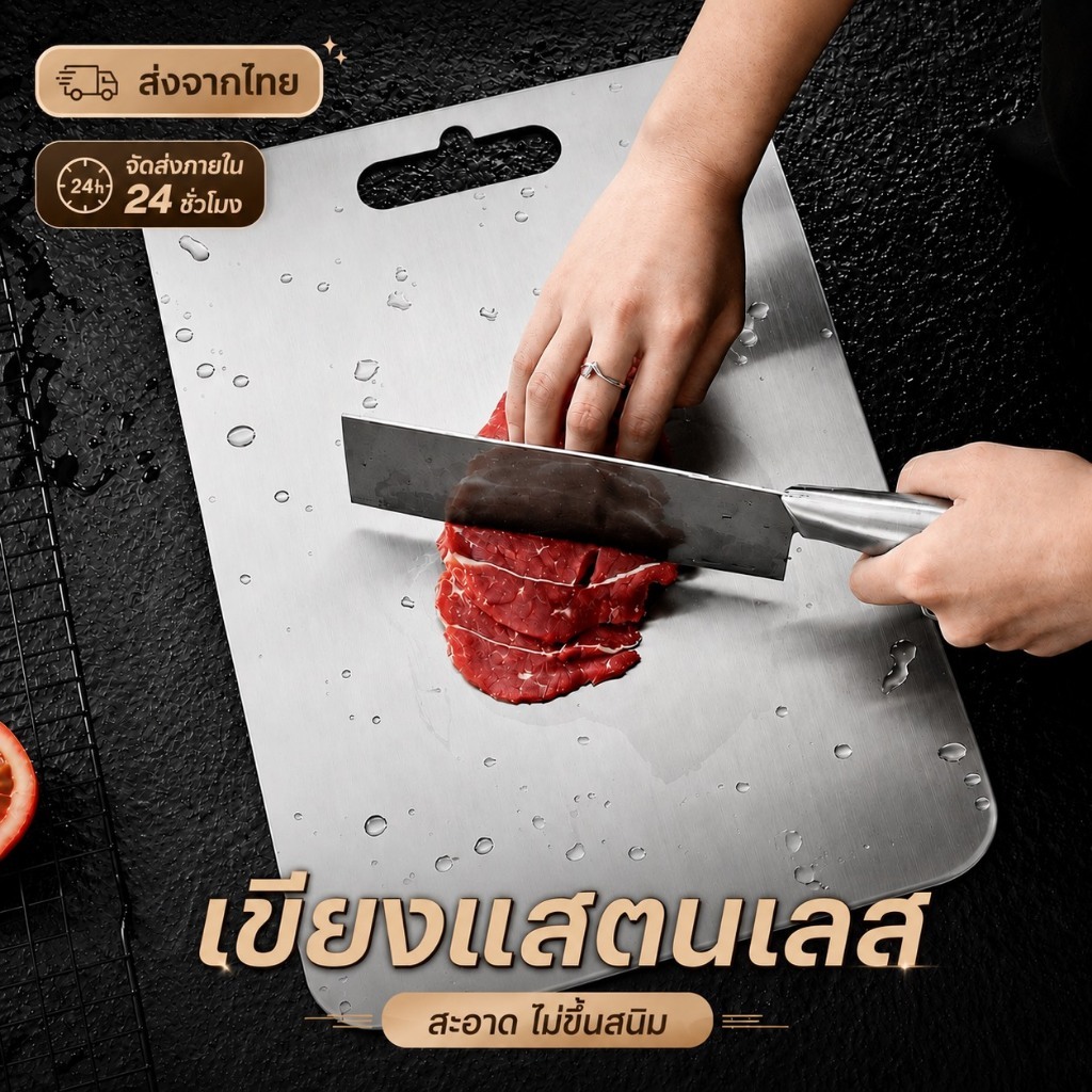 [ส่งจากไทย]MKbrabra เขียง สแตนเลส304 เกรดอาหาร ไม่เกิดเชื้อรา ไม่เป็นสนิม D008