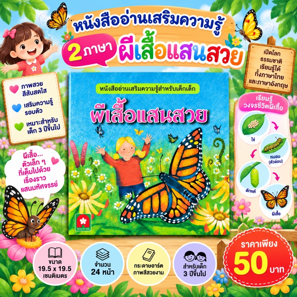 Aksara for kids หนังสือ นิทานความรู้ ผีเสื้อแสนสวย