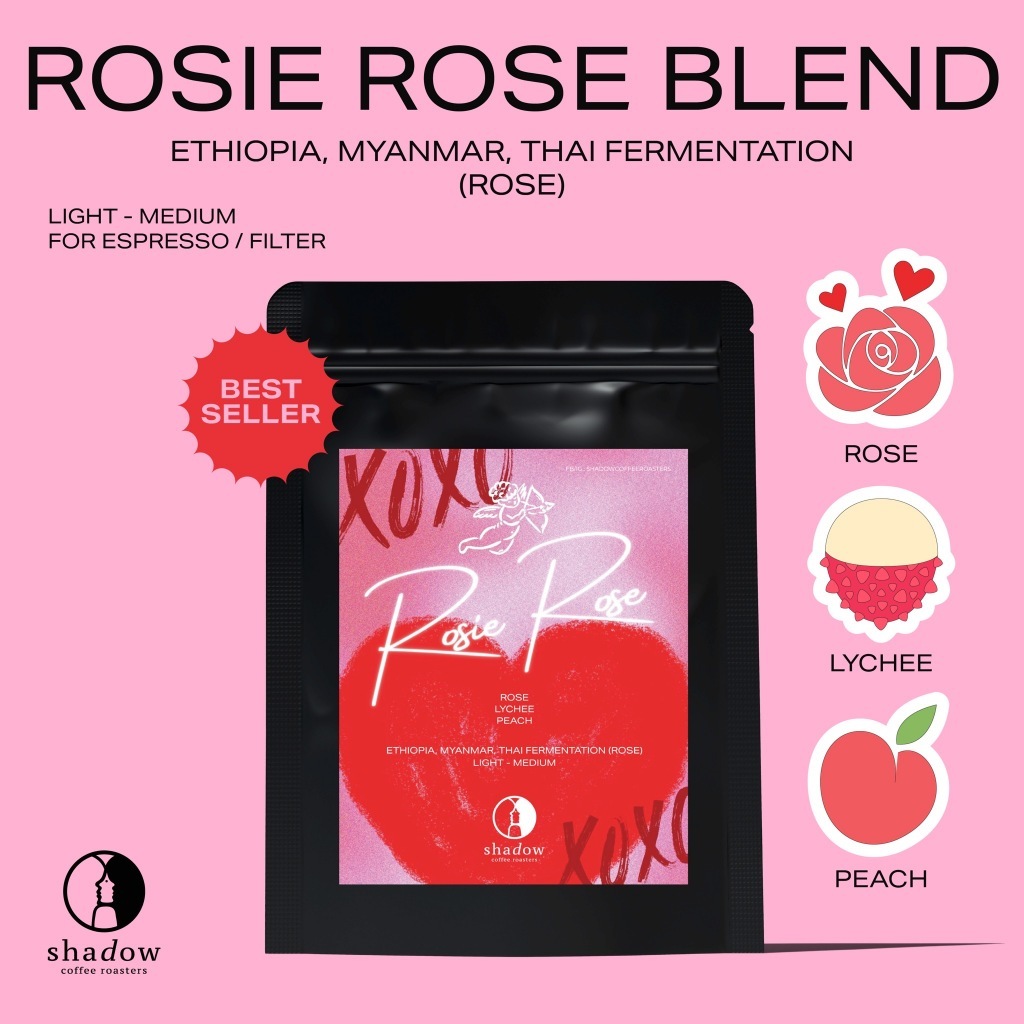Rosie Rose Blend (Ethiopia , Myanmar , Thai Fermentation) เมล็ดกาแฟคั่วอ่อน / 200g 1kg Shadow coffee roasters