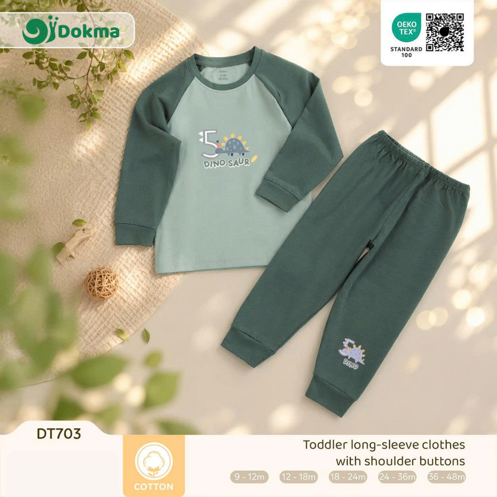 Dokma (8-14.2kg) ชุดเสื้อแขนยาวเด็ก ผ้าโมดาล Modal Fabric -  DT390 Baby Long-Sleeve Clothes (6-36M) DT703