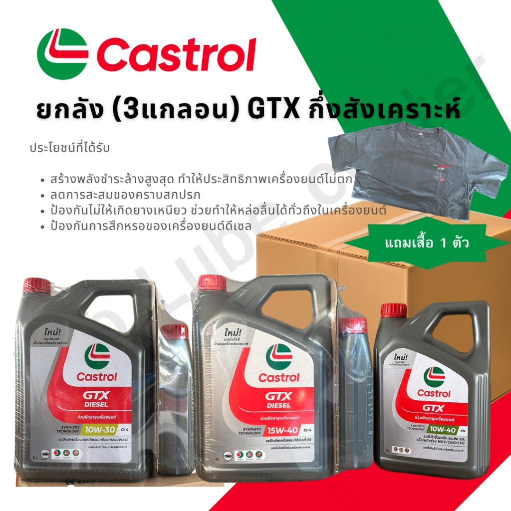 (ยกลัง 3แกลอน) Castrol คาสตรอล GTX จีทีเอ็กซ์ เทคโนโลยีน้ำมันเครื่องสังเคราะห์ เบอร์10w30/15w40/10w4