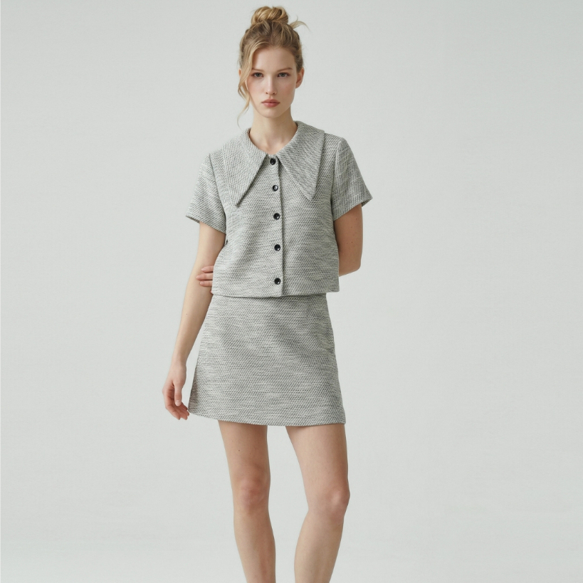 AMILA Blouse AM-B1450 ทวิตเมททาลิค แขนสั้น IGPU26-09 PCE1290