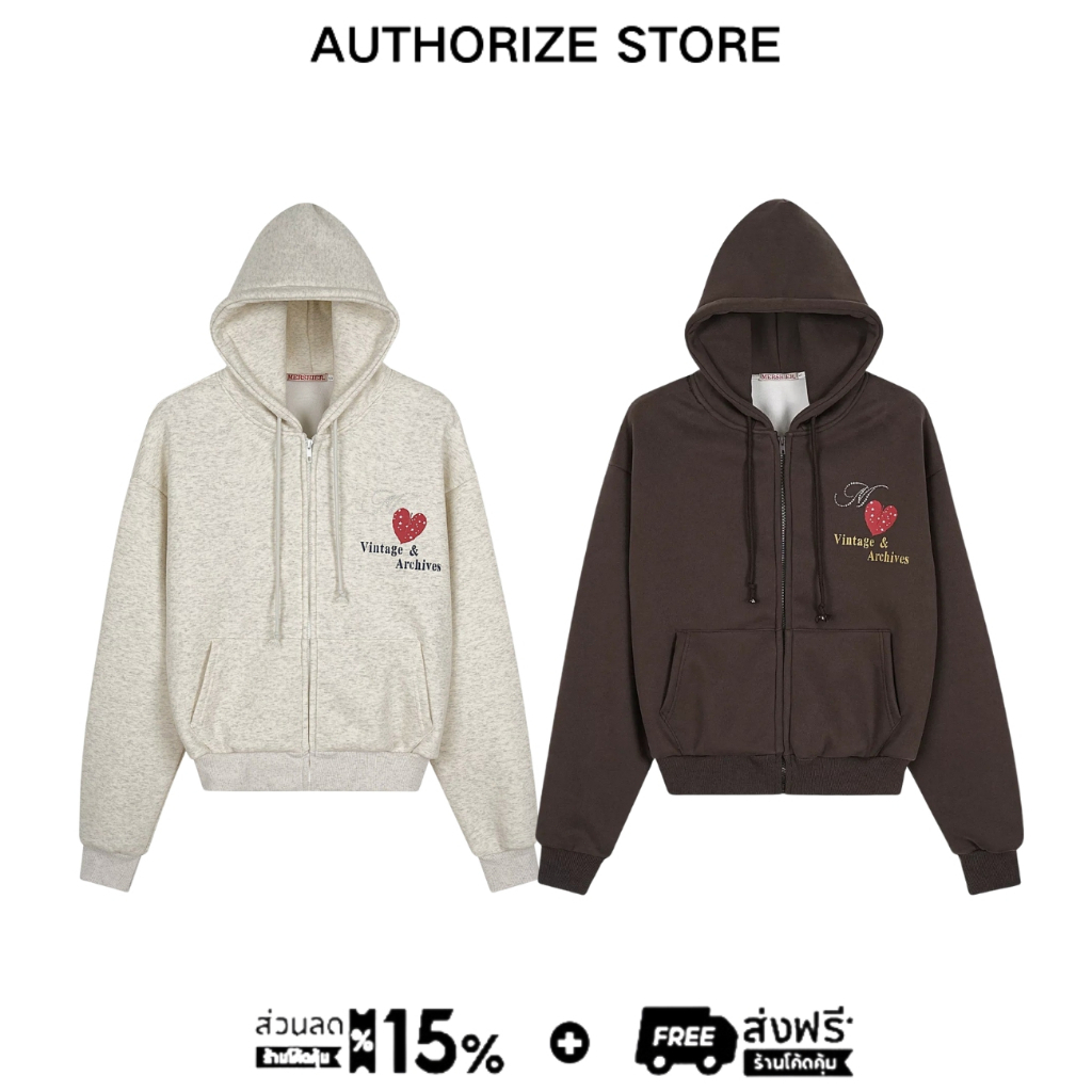 CGGA | Letter Heart Print Fleece-Lined Hooded Sweatshirt