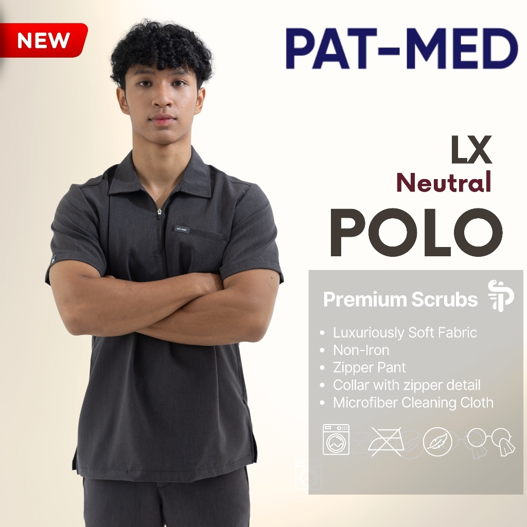 PAT-MED LX Neutral Polo Scrub Top & Pants for Unisex ชุดสครับแพทย์ พยาบาล (ไม่รวมปักชื่อ)