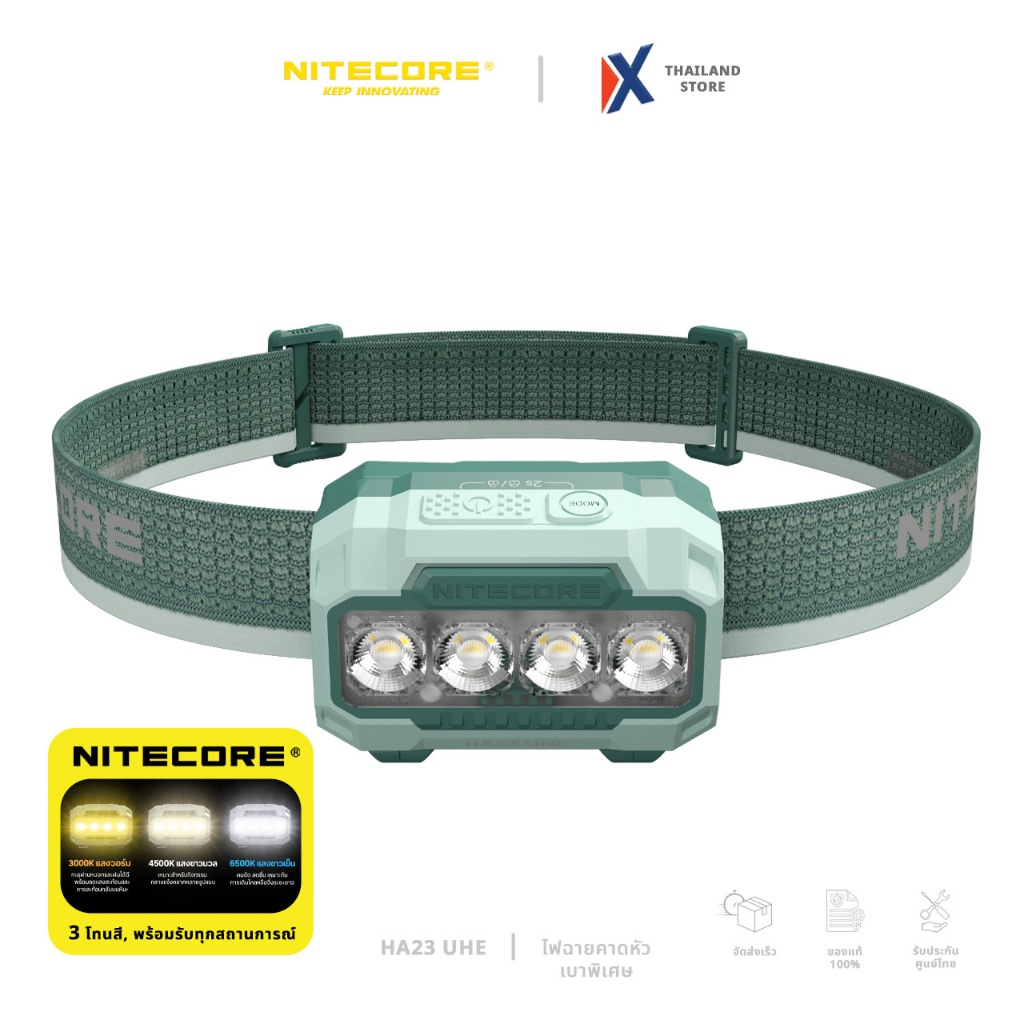 ไฟฉายคาดหัว Nitecore HA23 UHE 600 Lumen ปรับอุณหภูมิสี MCT สว่างไกล 132 เมตร กันน้ำ IP68