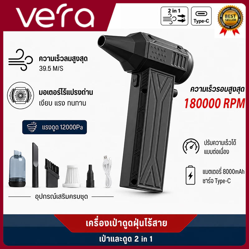 พัดลมเทอร์โบเจ็ท 8000mAh JET FAN เครื่องเป่าลมไฟฟ้า 180000RPM แบบพกพา ความเร็วสูง ใช้งานสะดวก