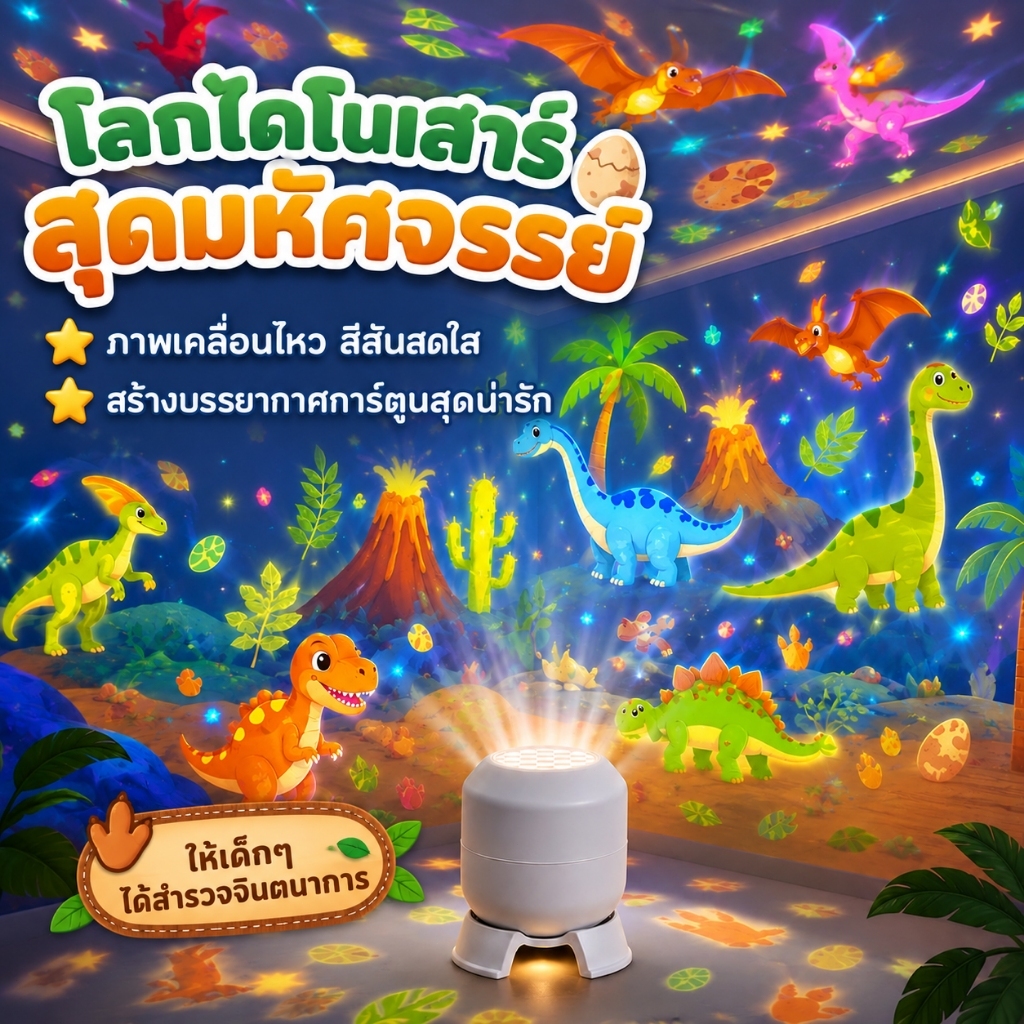โคมฉายโลกไดโนเสาร์ ธีมการขนส่ง/โลกมหาสมุทร; โคมไฟฉายที่น่าสนใจด้วยแสงนุ่มที่ไม่เป็นอันตรายต่อดวงตา, ของเล่นเพื่อการ