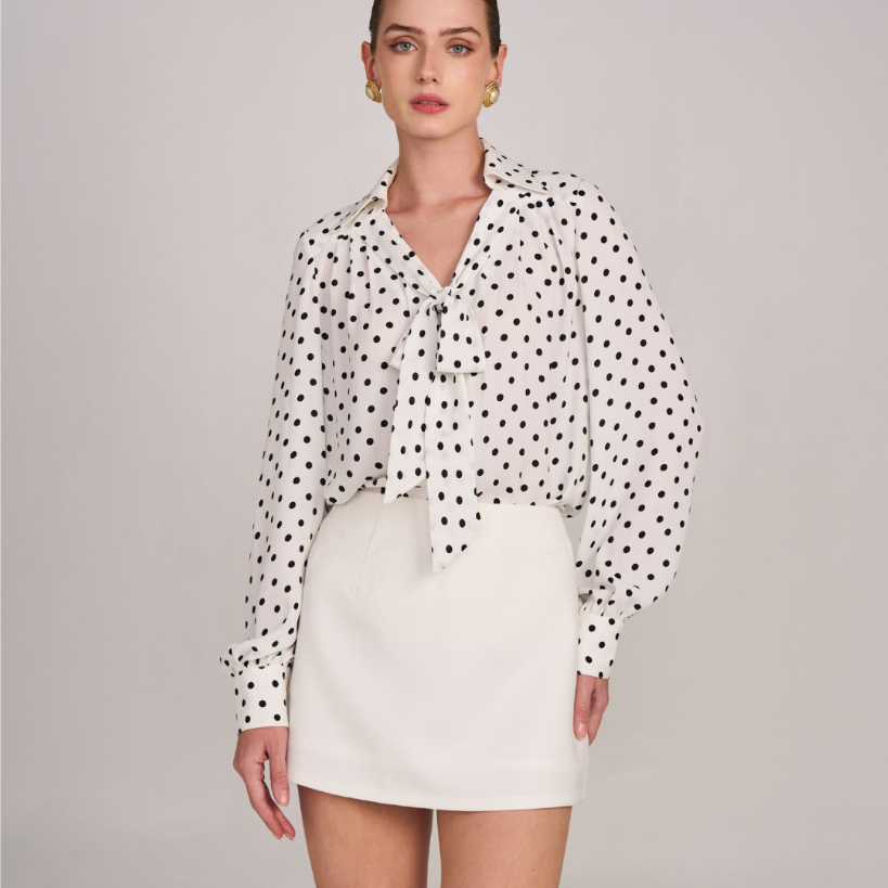 Rosen - Lilly Top - Black - Off-white - Polka Dot