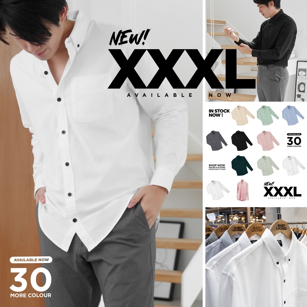 SHIRT LOCKER เสื้อเชิ้ตแขนยาว คอปก ทรงสลิม ไซส์ XXXL