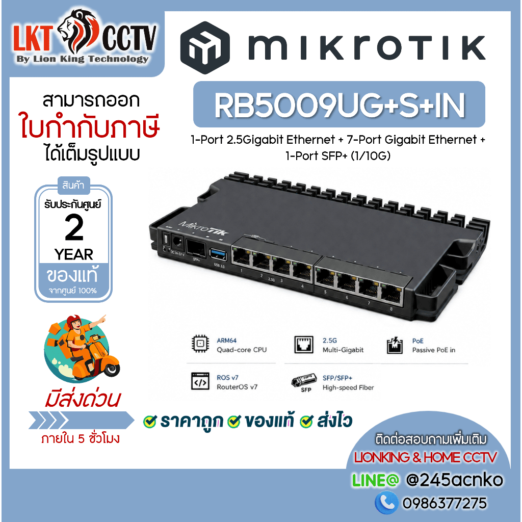 RB5009UG+S+IN mikrotik เร้าเตอร์ Port LAN 2.5Gbps รองรับInternet 2Gbps
