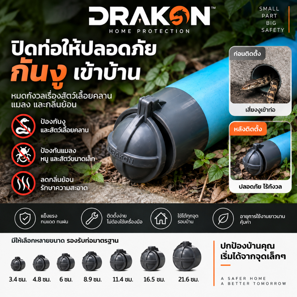 DRAKON ฝาปิดปลายท่อน้ำทิ้ง PVC