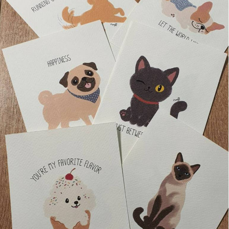 โปสการ์ดสัตว์เลี้ยงพร้อมข้อความฮีลใจ โปสการ์ดน้องหมาน้องแมว Pets Postcard | Soulpaws