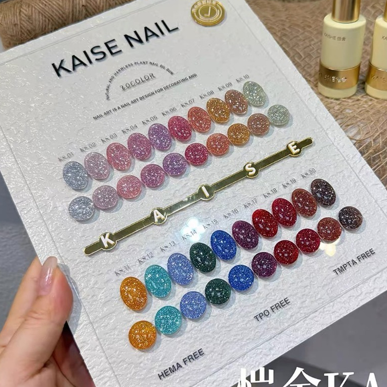(ขายแยก 1 ขวด) Kaise Disco Diamond 20 สี (ไม่ใช่ยกชุด) สีเจล