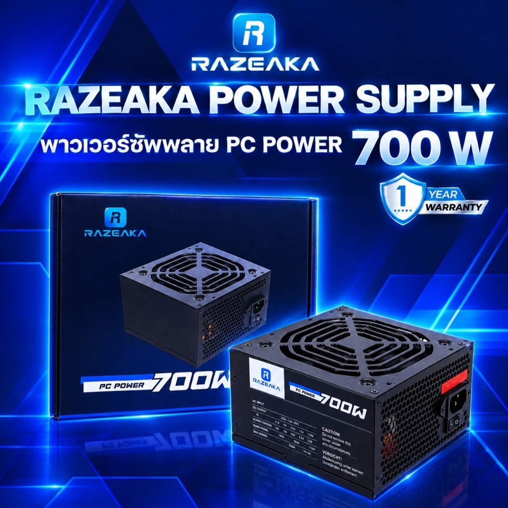 อุปกรณ์จ่ายไฟ RAZEAKA RPC-550W-700W POWER SUPPLY 700W เพาเวอร์ซัพพลาย รับประกัน 1ปี