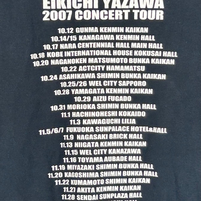 Eikichi Yazawa 2007 Concert Tour T-Shirt Black Japan Rock Music