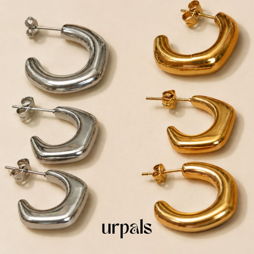 URPALS ต่างหู สายฝอ Stainless ชุบทอง 18K แข็งแรง ไม่ลอก ไม่ดำ