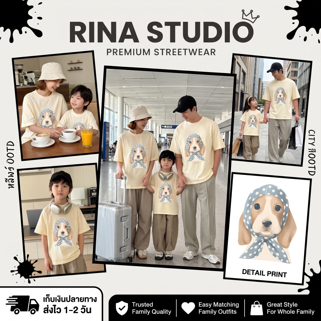 COD RINA STUDIO 2025 ชุดครอบครัว ชุดแม่ลูก 100% ผ้าฝ้าย ปลอดภัยและสบาย พิมพ์ลายการ์ตูนที่เป็นที่นิยมในขณะนี้#21