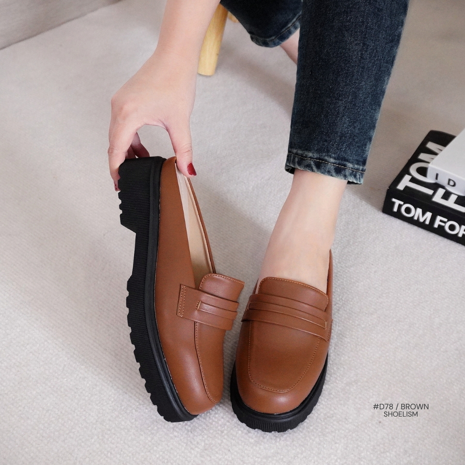 D78 #รองเท้าโลฟเฟอร์ สวมปุ๊บ สวยปั๊บดีไซน์หัวมนตัด SHOELISM #รองเท้าผู้หญิง