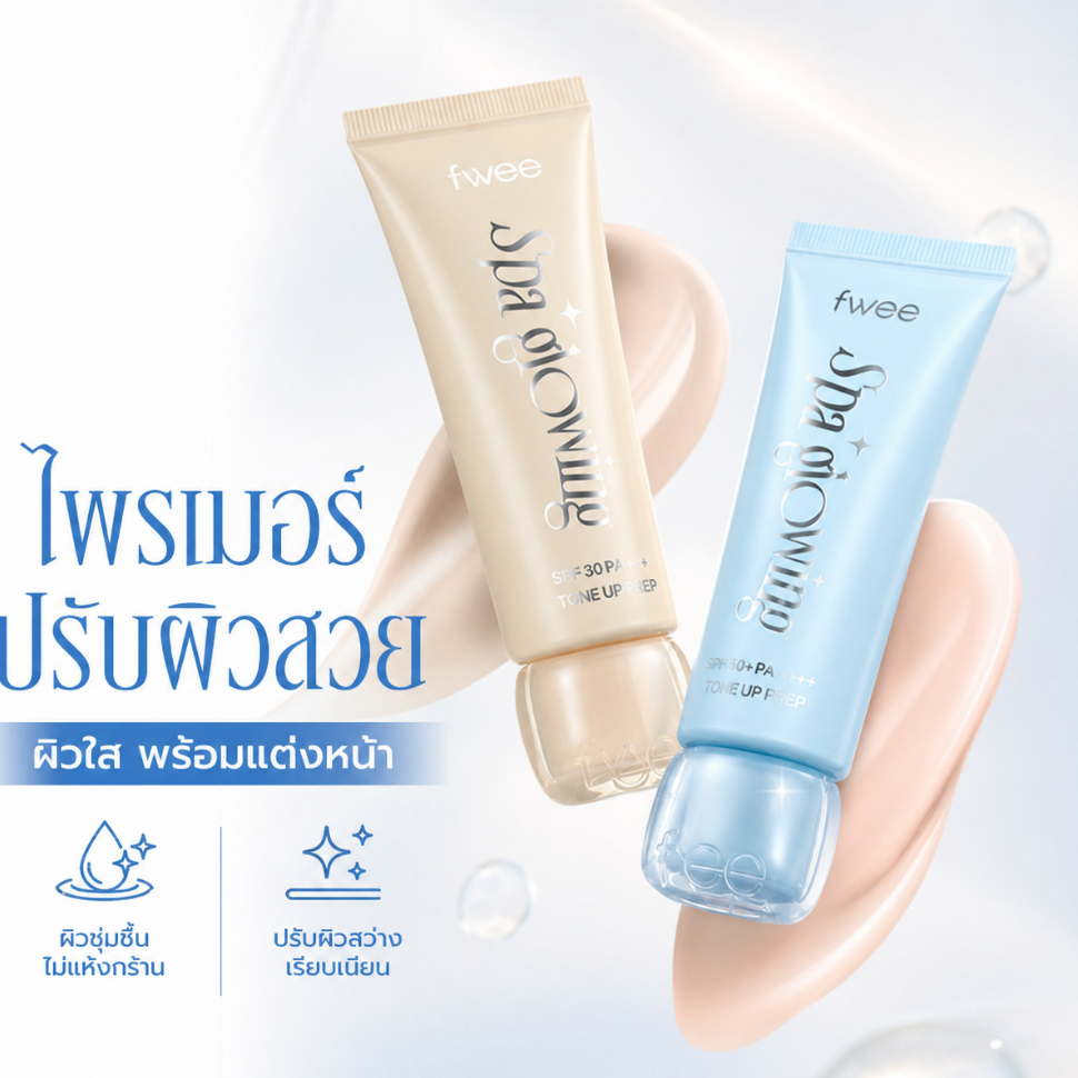 100% แท้ / พร้อมส่ง Fwee Spa Glowing UV Tone Up Base เนื้อ Wet Dewy & Semi Dewy ผิวฉ่ำโกลว์สว่าง 35ml