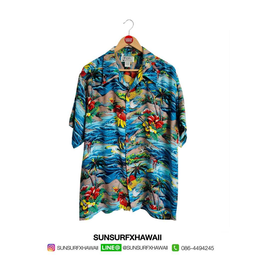 AVANTI HAWAIIAN SHIRT  "SURF ISLAND STYLE" (SIZE : L)