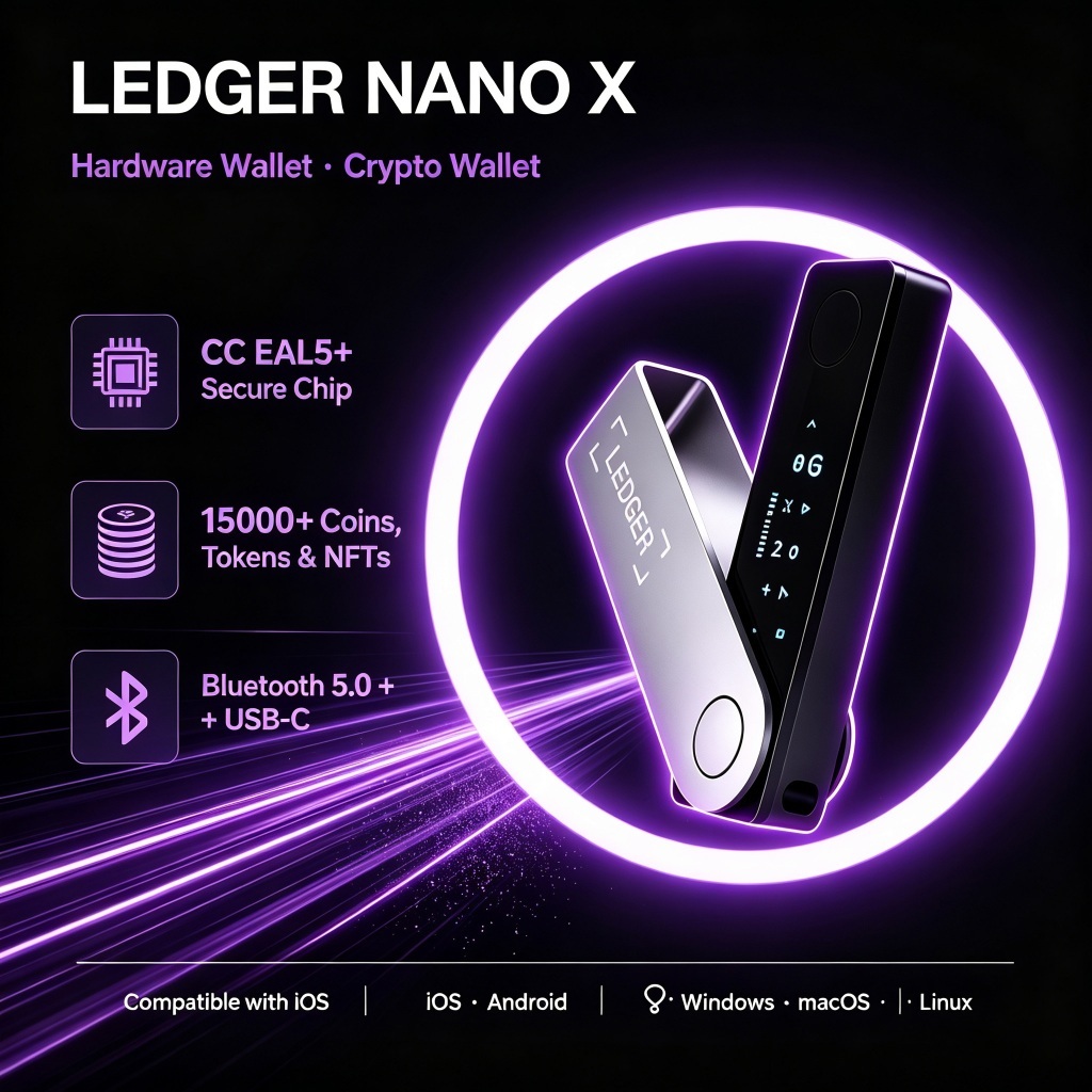 Ledger Nano X Hardware Wallet Crypto Wallet Cold Wallet Bluetooth USB C Genuine