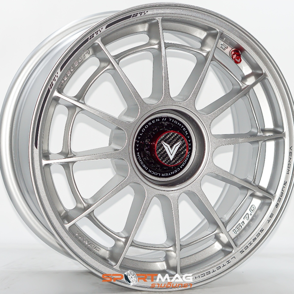 ล้อแม็ก Lenso VNN Venom Litetech+ FlowForming ขอบ15นิ้ว กว้าง7นิ้ว 4รู100 Offset35 สีซิลเวอร์