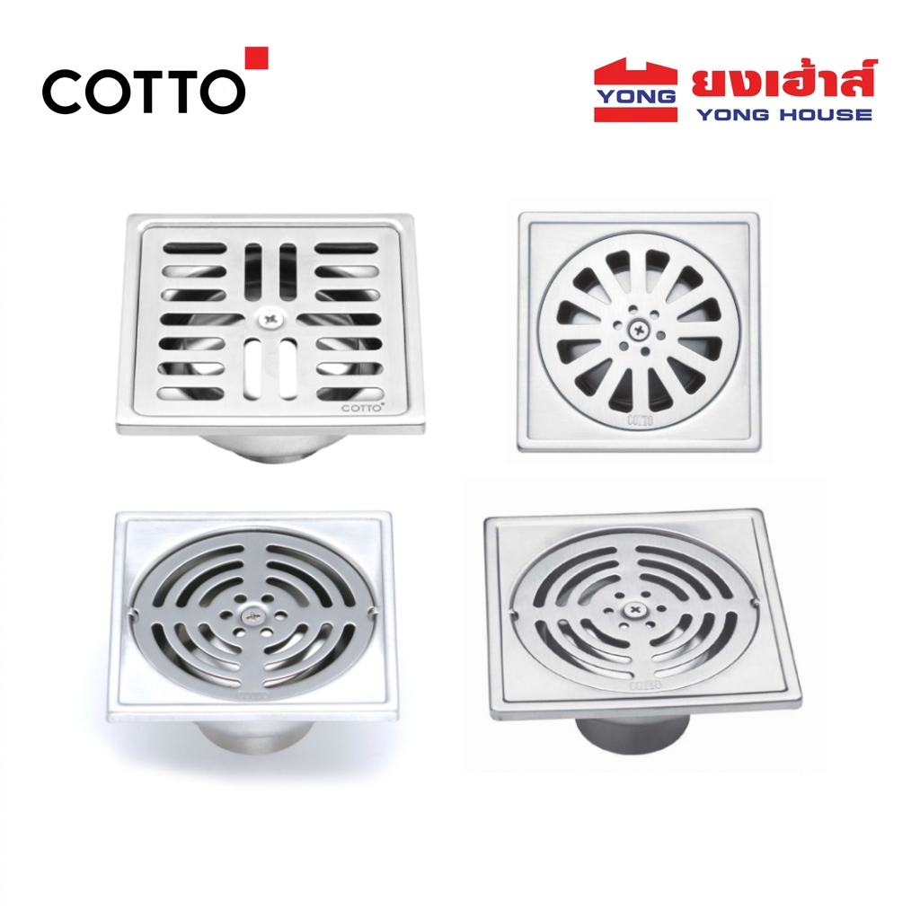 COTTO ตะแกรงกันกลิ่น สเตนเลสเหลี่ยม 3.5 นิ้ว CT697Z1P(HM) หน้าแปลน 4 นิ้ว CT640Z2(HM) CT640Z1PN(HM) 