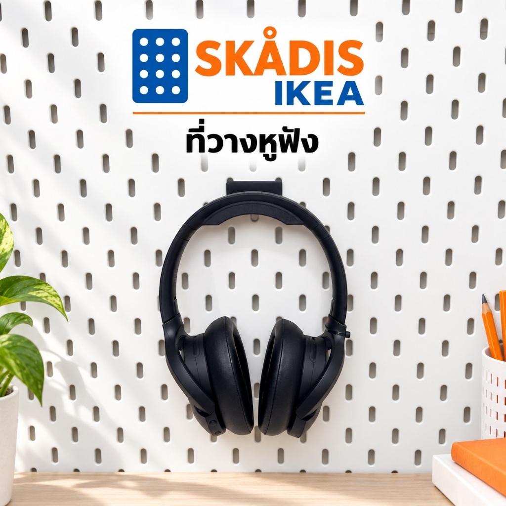 IKEA Skadis ที่วางหูฟัง Headphones ใช้กับบอร์ด IKEA Skadis (3DPrint)