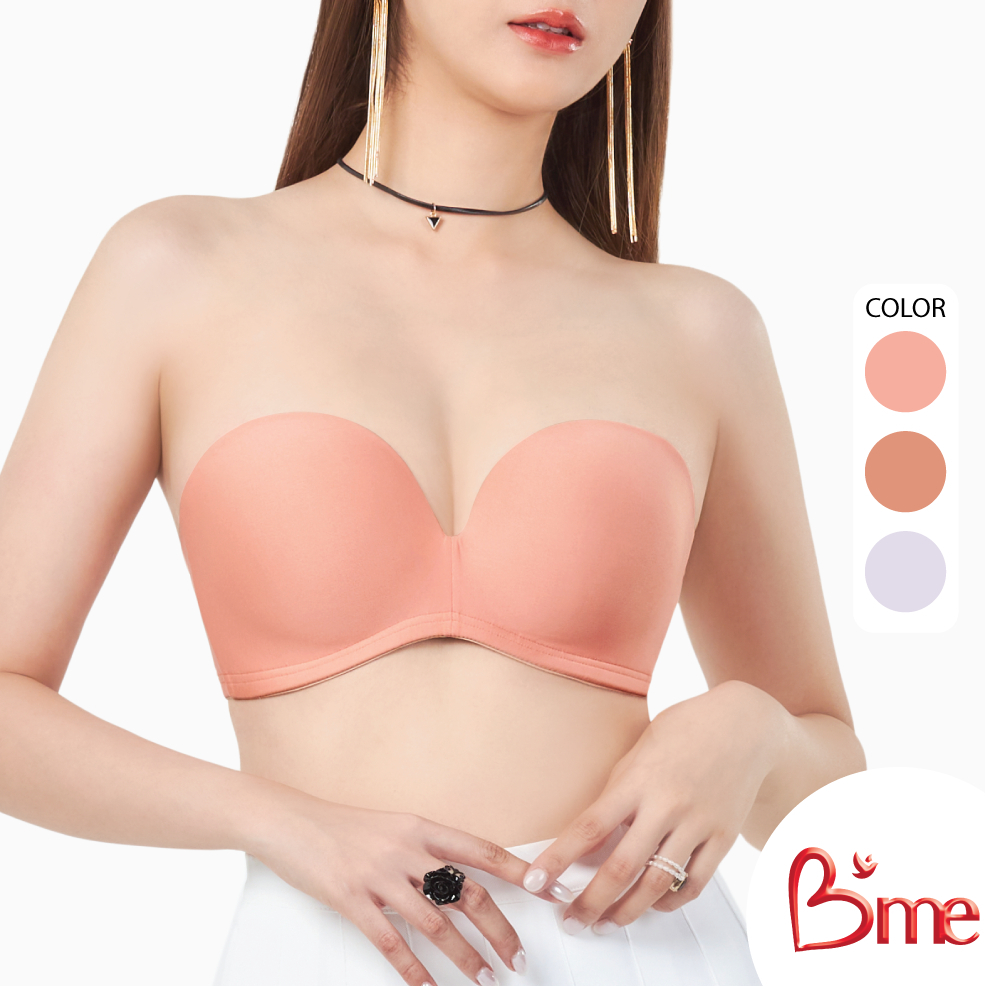B'me เสื้อชั้นในไร้โครงถอดสาย level 3 ฟองหนา รุ่น ME1703 สีส้มพีช สีน้ำตาลอมส้ม สีม่วงพาสเทล