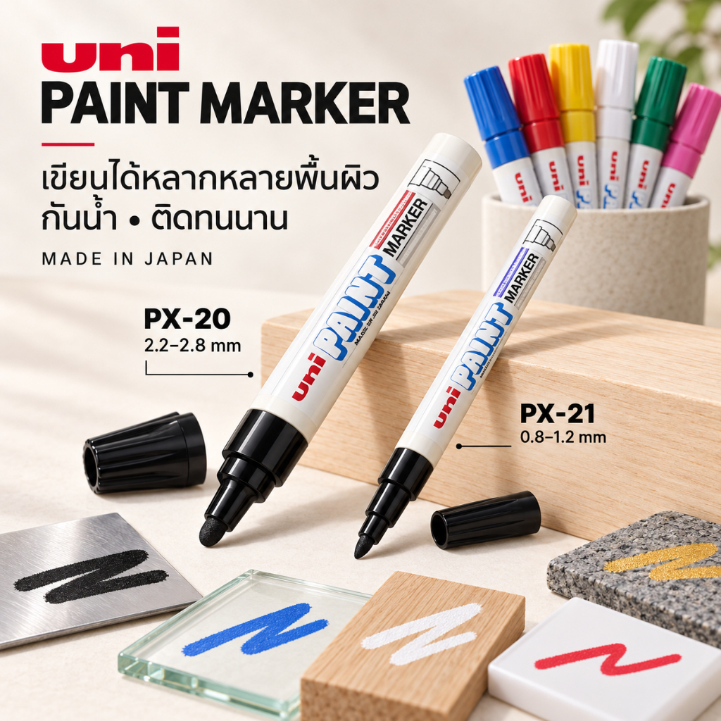 ปากกา uni paint ปากกามาร์คเกอร์ PX-20 และ PX-21 จำนวน 1 ด้าม